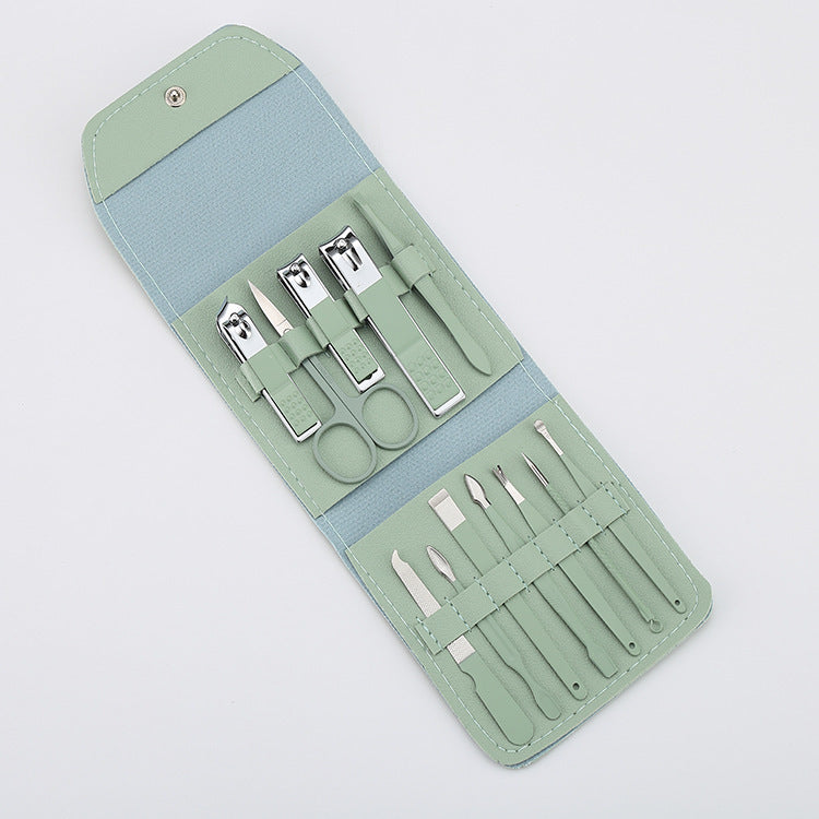 Portable Stainless Steel Nail Clippers Suit Conventional 12 Pieces Of Green
