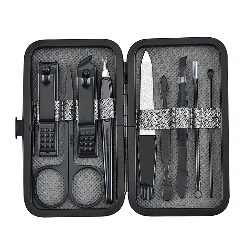 Stainless Steel Manicure And Beauty Tools Nail Clippers Set Gray 9 Pieces