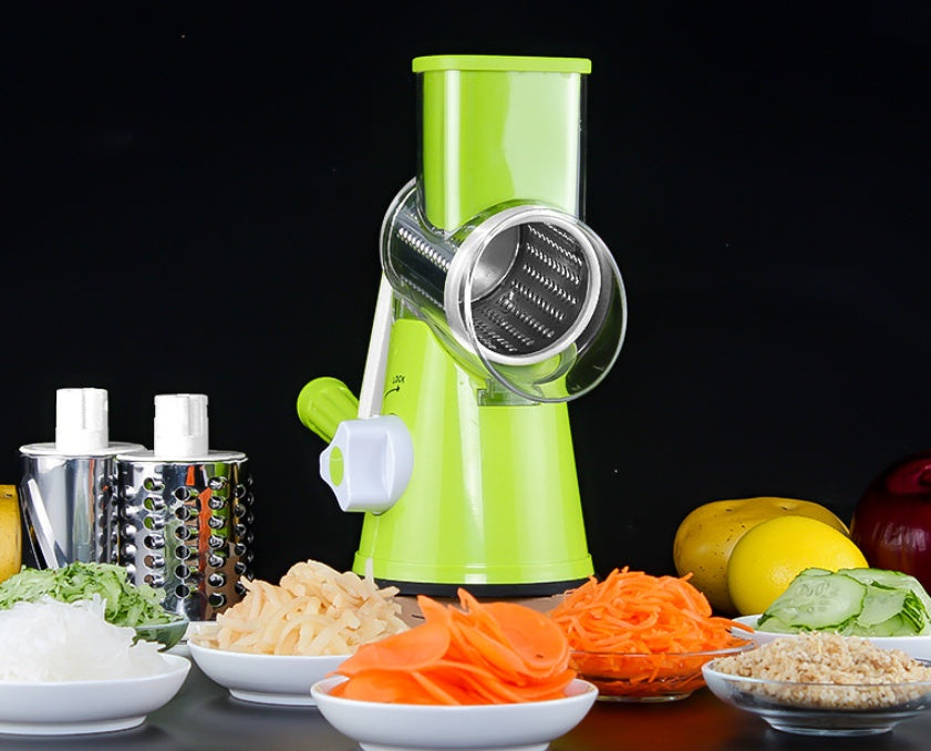 Manual Kitchen Accessories Multifunctional Round Mandoline Potato Slicer Vegetable Cutter Slicer Cheese Kitchen Gadgets Green