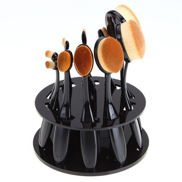 Round makeup brush holder Black