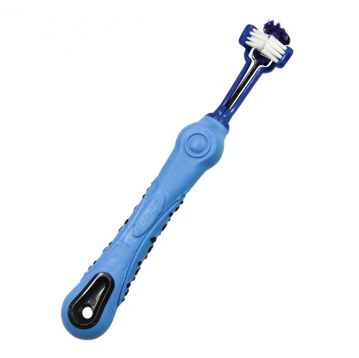 Three Sided Pet Toothbrush Dog Brush Bad Breath Tartar Teeth Care Blue