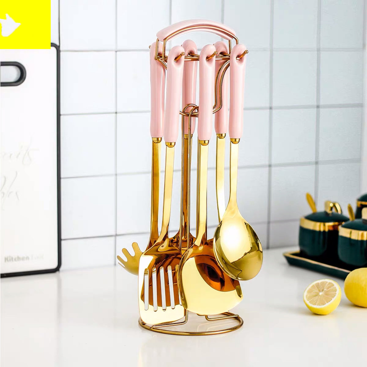 Anti scald kitchen set Pink 7pcs set
