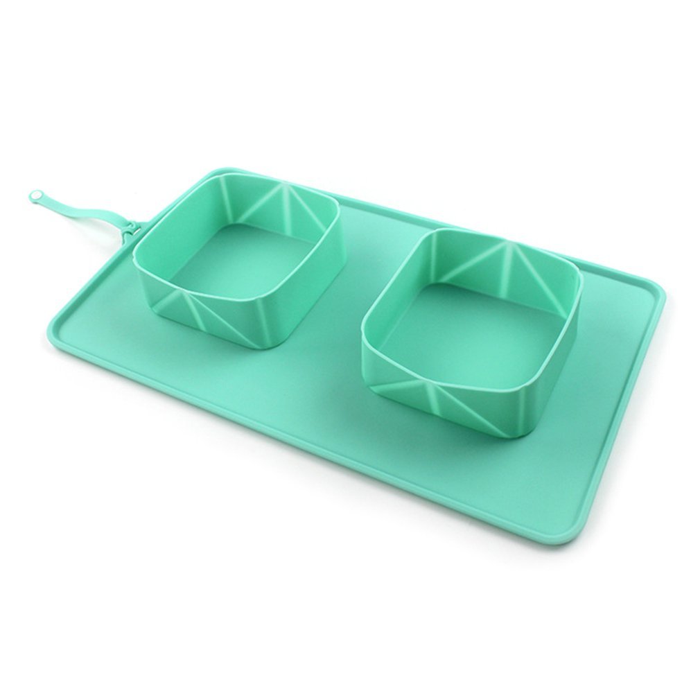 Pet Bowl Silicone Folding Pet Bowl Green