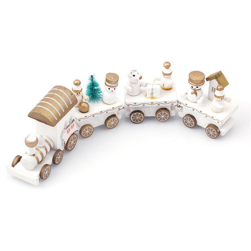 4pcs Mini Wood Train Toys B White