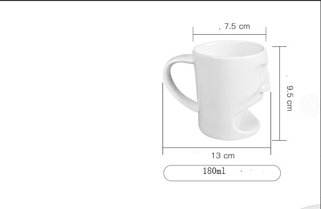 Ceramic biscuit cup creative face biscuit cup ceramic milk coffee cup White