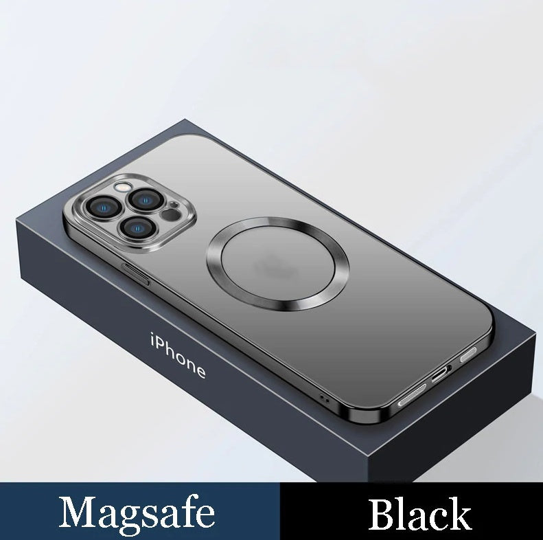 Electroplating Dust Net Wireless Charging Magsafe Magnetic Mobile Phone Case Black