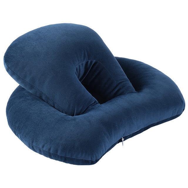 U-Shaped Desk Nap Pillow Neck Supporter Seat Cushion Headrest Travel Neck Pillow With Arm Rest Royal blue