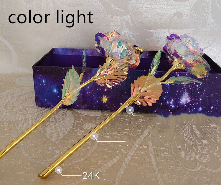 24K Luminous Color Gold Rose Flower Set Lamp Color nude flower