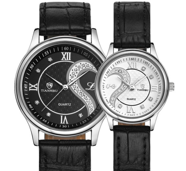 Belt couple watch couple watch pair Black white