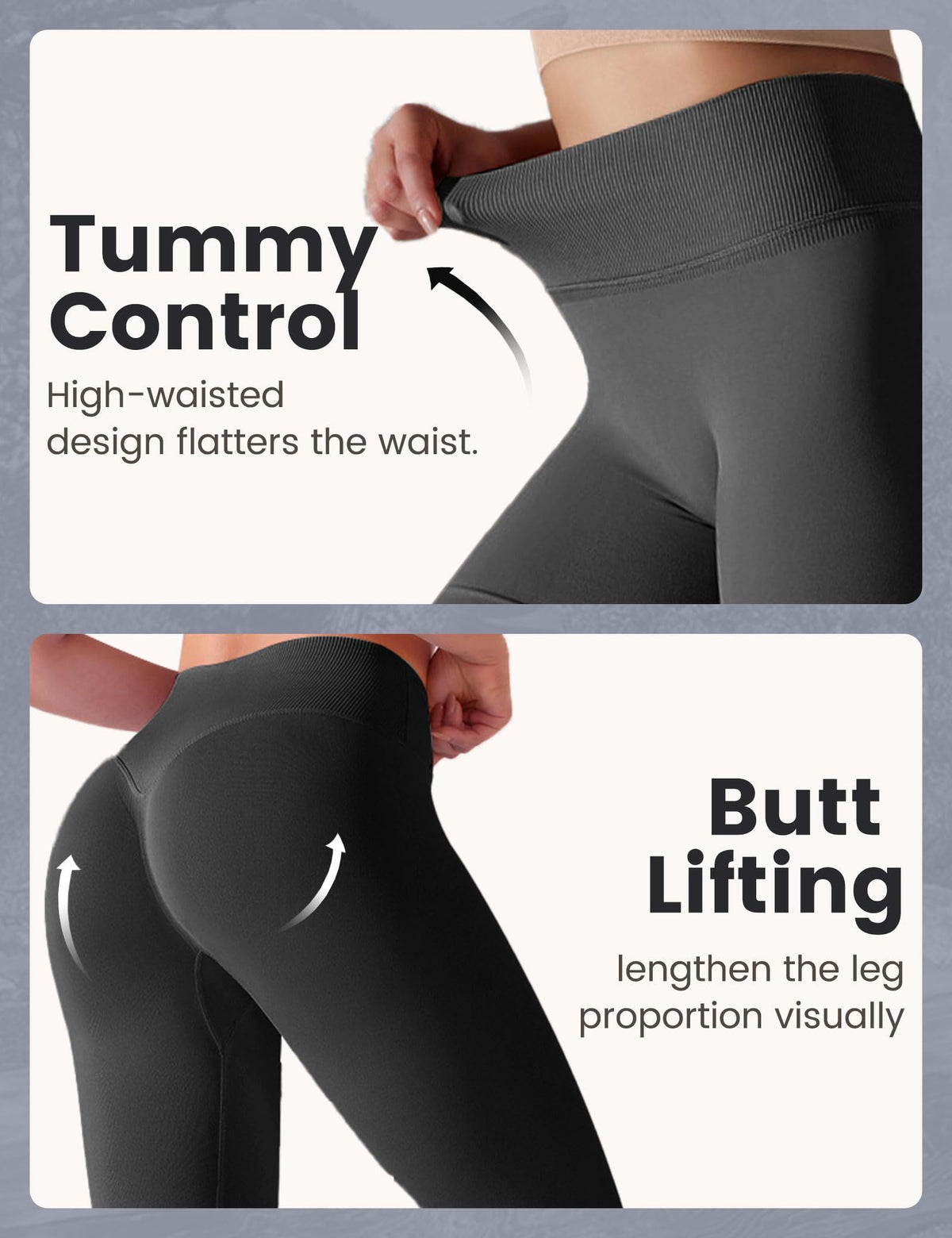 Yoga Pants - Cropped High-waisted Seamless Solid Color Black