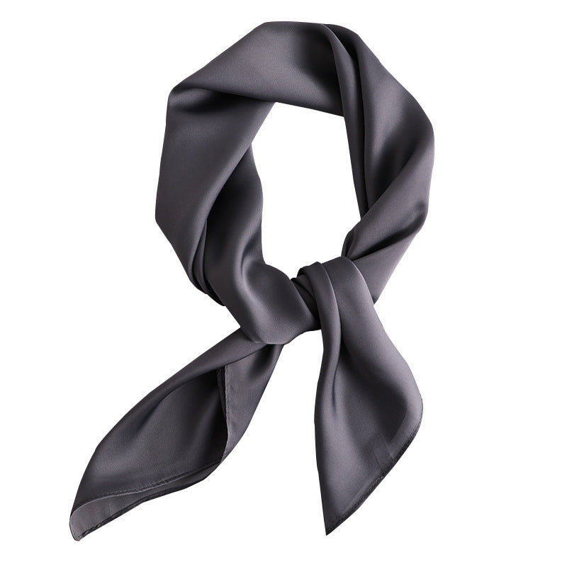 Simple Solid Color Silk-like Hair-tied Scarf