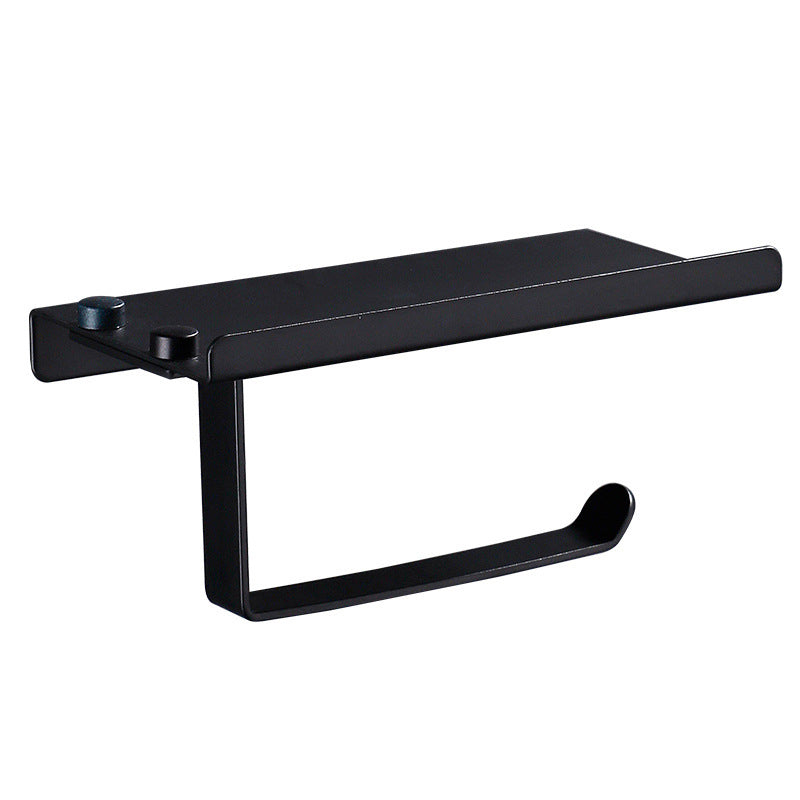 304 stainless steel phone towel rack toilet paper holder bathroom accessories creative tissue box thickening Black