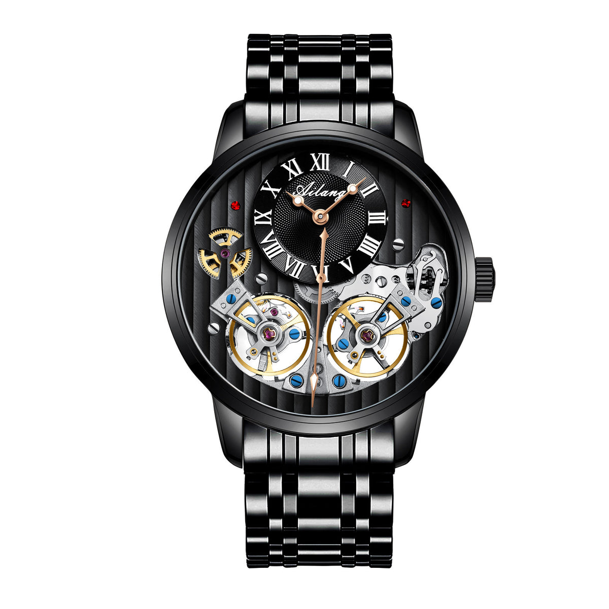 Men's watch automatic mechanical watch Black steel belt