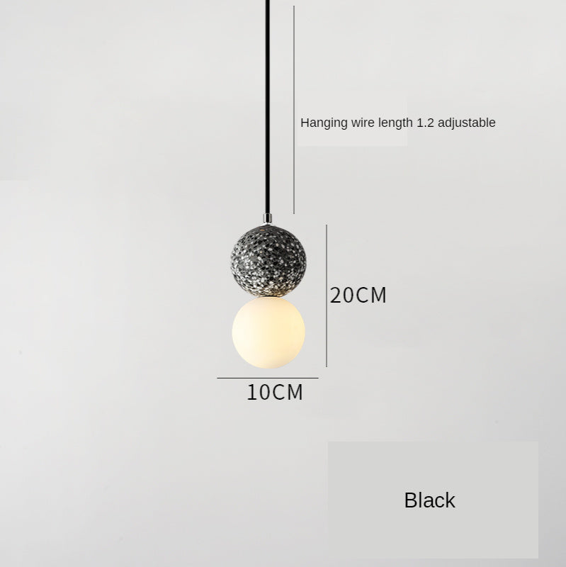 Nordic Ins Modern Cement Terrazzo Small Chandelier Restaurant Bar Black White light