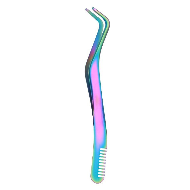 Eyelash With Comb Aid Metal Tweezers Beauty Tools Color Titanium