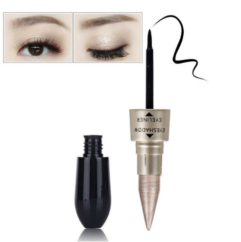 Double head six color eyeshadow black eyeliner Khaki
