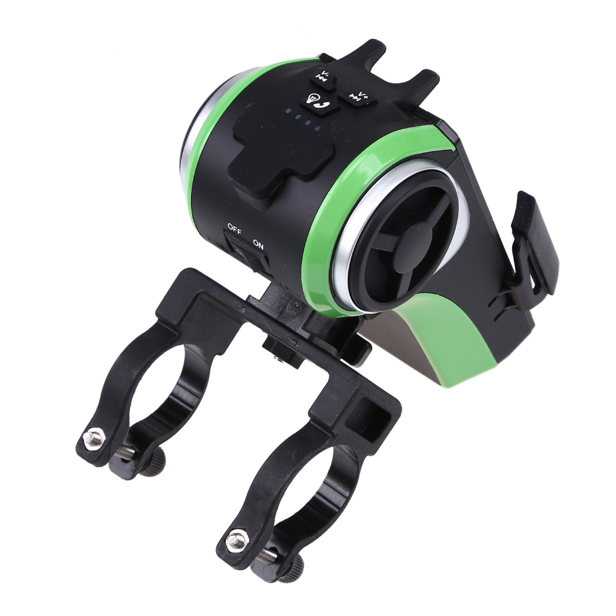 5 In 1 Double LED Bicycle Light Bluetooth Audio MP3 Player Speaker Charging Power Bank Ring Bell Bicycle Phone Holder green