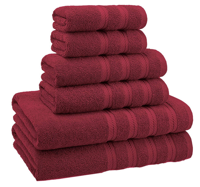 Absorbent Long Staple Cotton Towel Bath Towel Set Wine red 3times
