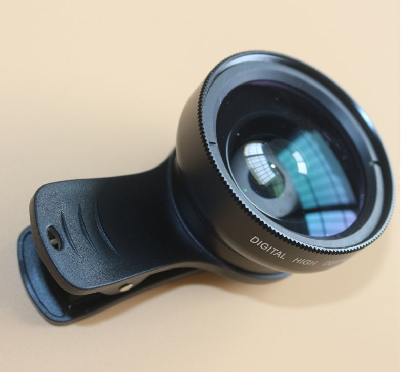 Phone Lens kit 0.45x Super Wide Angle & 12.5x Super Macro Lens HD Camera Lentes Black
