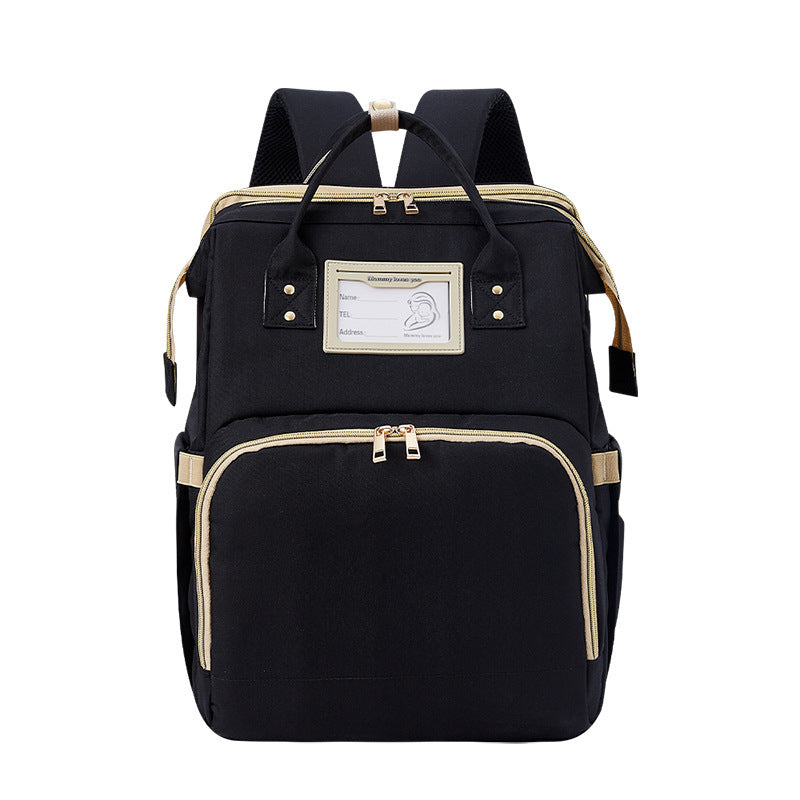 Portable folding bed mommy bag Black