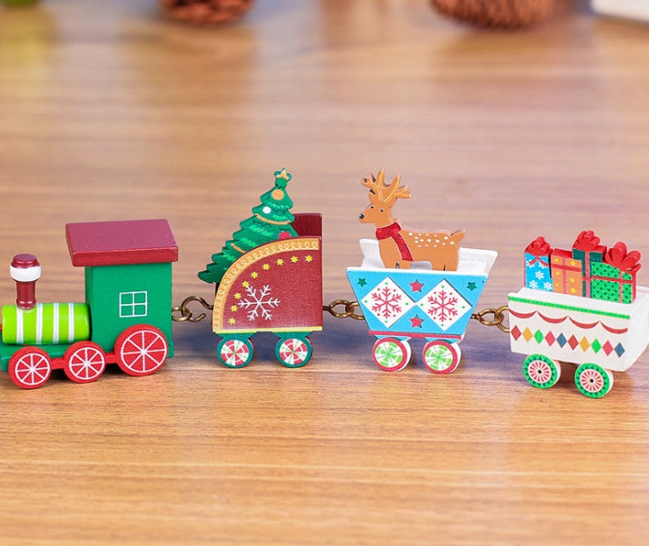 4pcs Mini Wood Train Toys Color