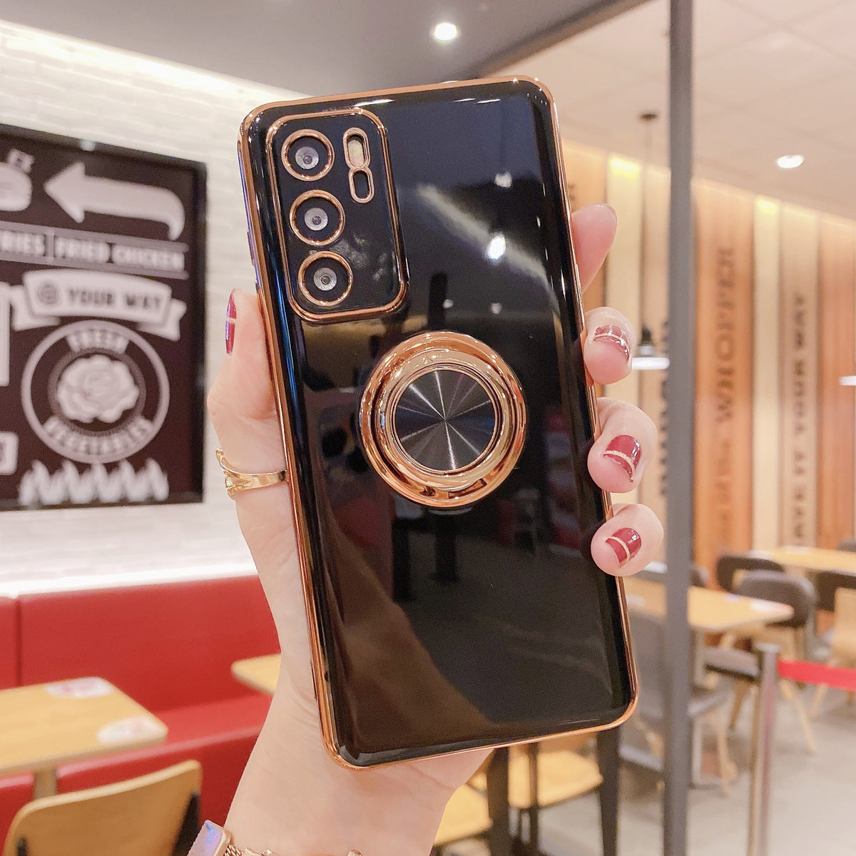 Mobile Phone Shell P40PRO Ring Buckle Bracket Magnetic Car M40 Electroplating Fine Hole Nova8 Black