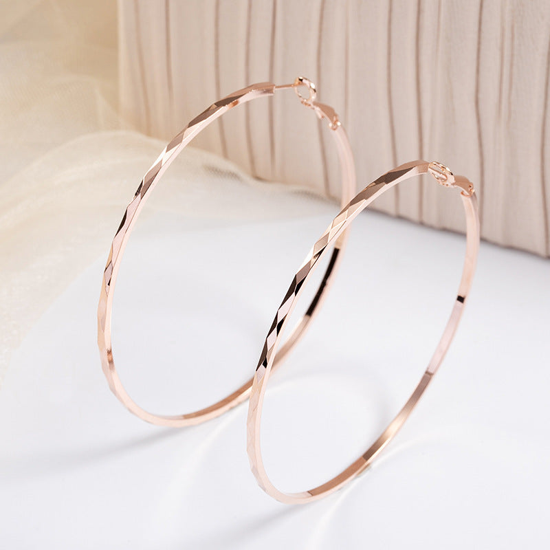 925 Sterling Silver Lace Laser Pattern Circle Earrings D5036 Gold 7CM