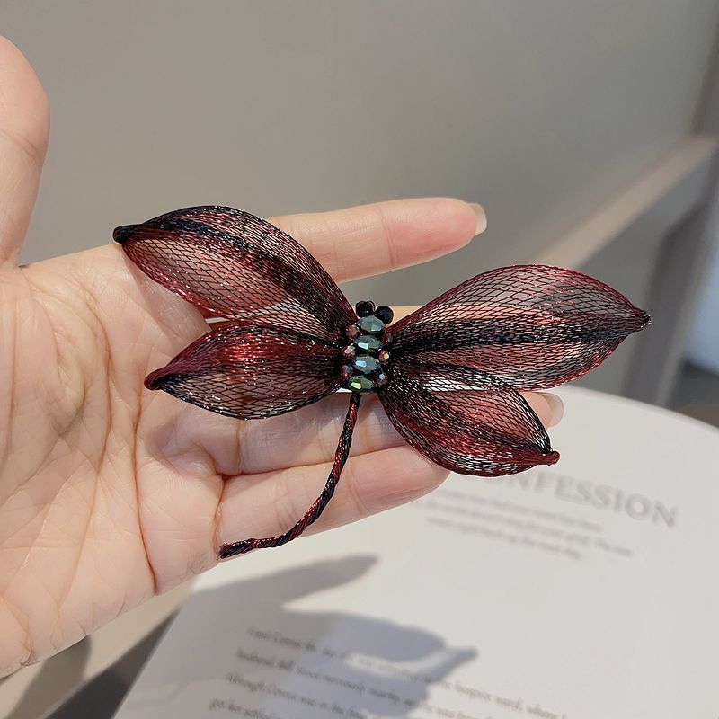 Retro High-grade Gradient Two-color Brooch Dragonfly Elegant Red Gradient