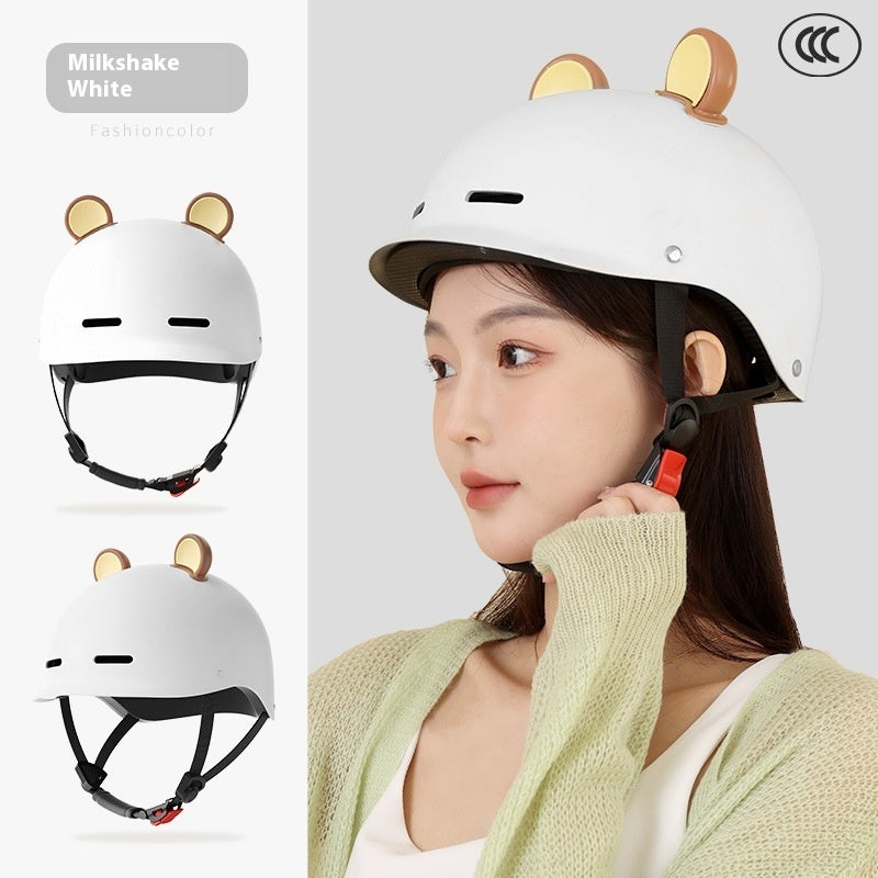 Seasons Universal 3C Certification Electric Bicycle Helmet Milkshake White