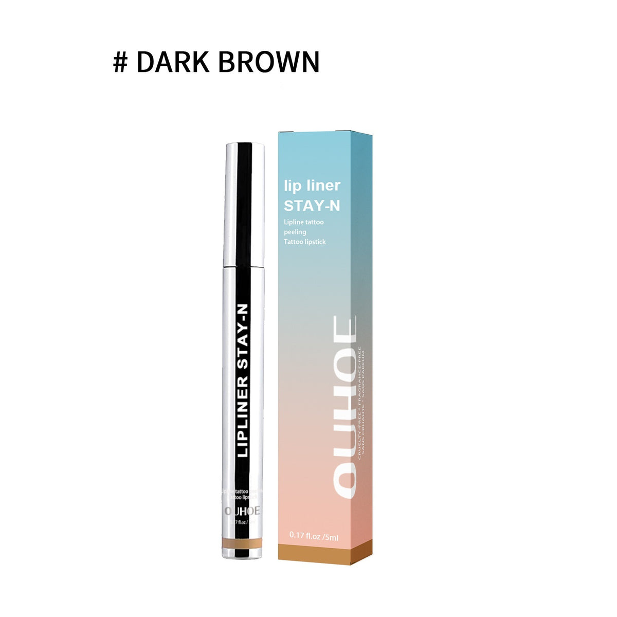 Lip Liner Pen Dark Brown Waterproof Long Lasting Plump Soft Lip Gloss Makeup Cosmetics Dark Brown 1PC