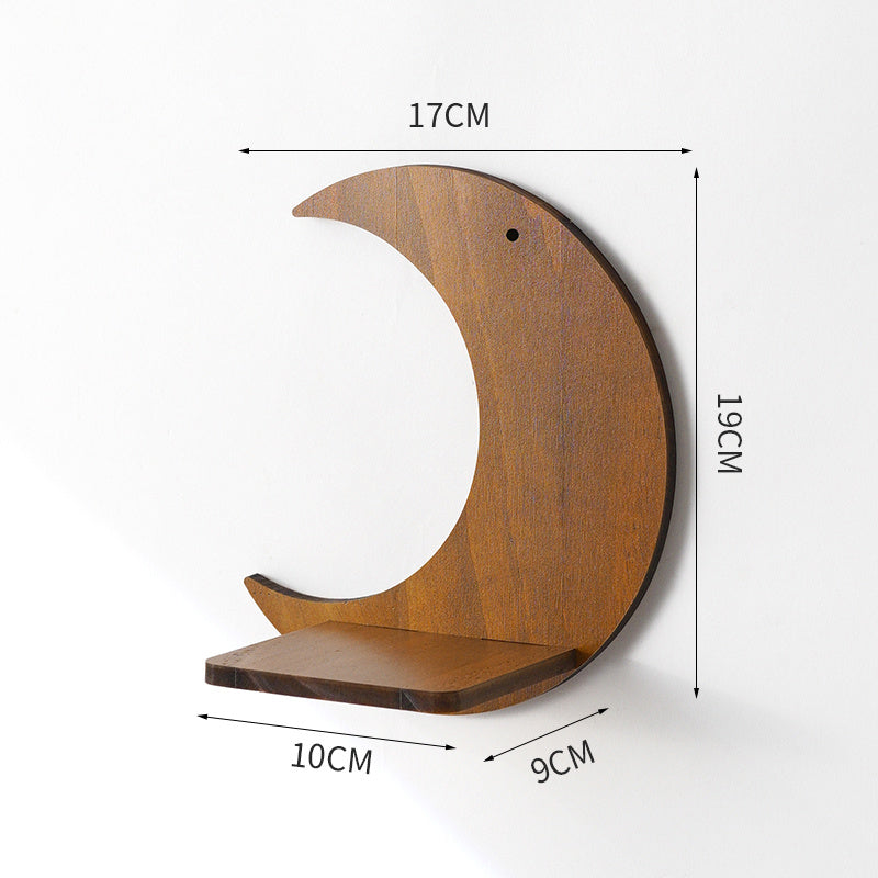 Retro Wall Home Decor Hydroponic Plant Solid Wood Shelving Moon water bottle