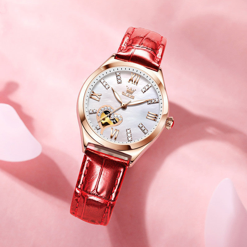 Watch Female Automatic Mechanical Watch Red