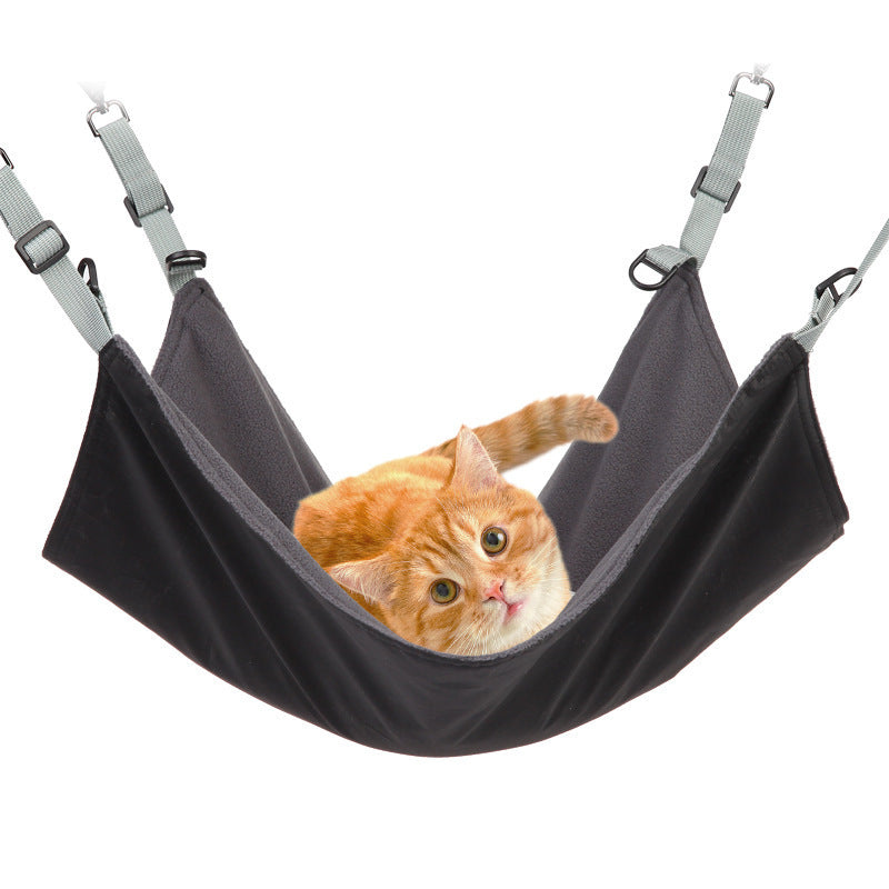 Small Cat And Dog Hanging Hammocks Can Be Used The Four Seasons With Plush And Waterproof Nylon Layer For Hanging Pet Supplies Pet Products Black