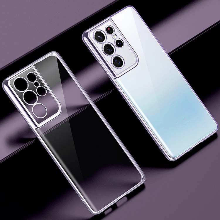 S21 Mobile Phone Case Electroplating Transparent Ultra-thin All-inclusive Anti-fall Soft Shell Light Purple