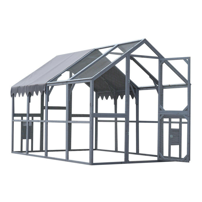 Outdoor Chicken Coop Enclosures 110 Large Kitten Playpen ,Upgrade Waterproof Cover-GREY
