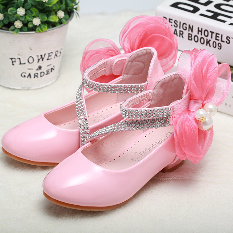 Little High-heeled Big Kids Princess Shoes Pink