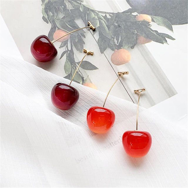 Red Cherry Fruit Acrylic Design Earrings