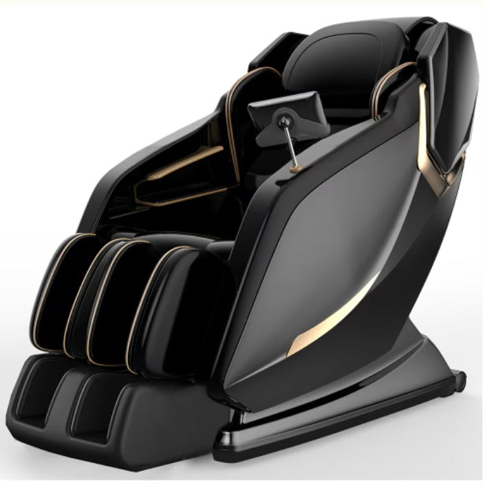 Full Body Zero Gravity Shiatsu Massage Chair SL-Track Recliner With Airbag Speaker LCD Screen Remote Control Voice Control BackLeg Heat Black