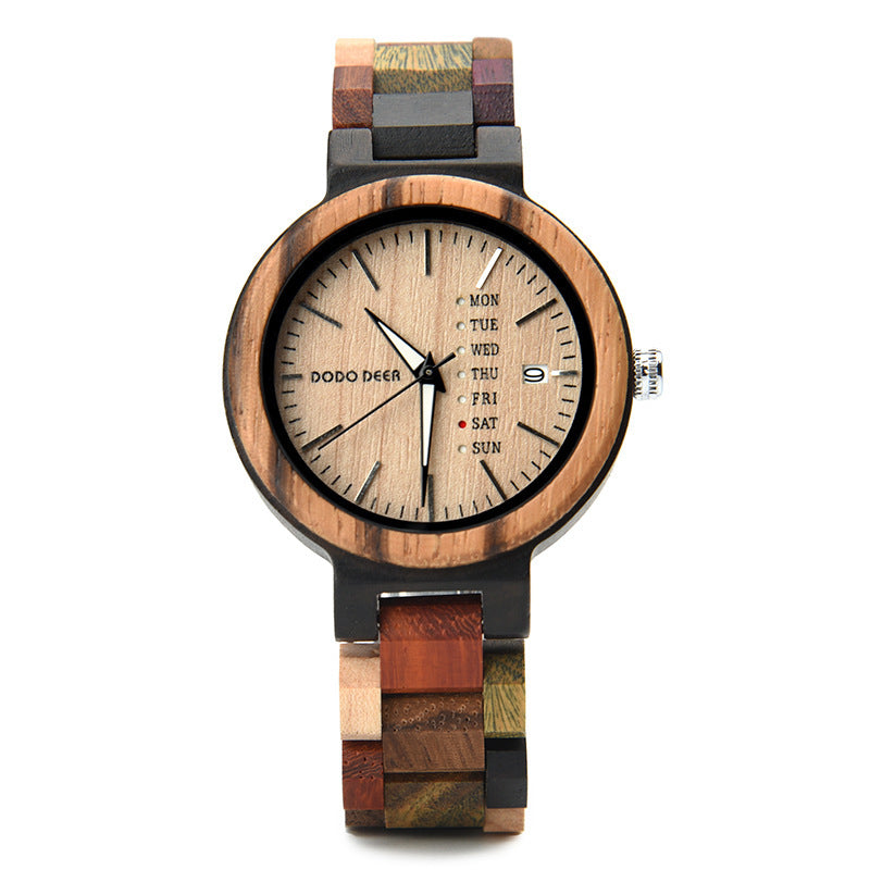 Wood Couple's European And American Style Calendar Watch A224 Women's