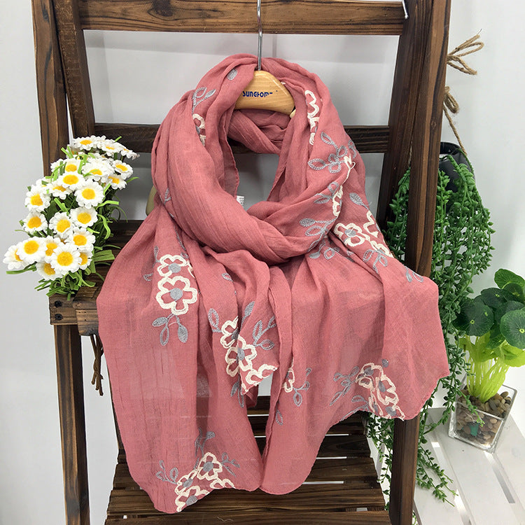 Spring And Summer Women's Artistic Ethnic Style Shawl Cotton Linen Versatile Long