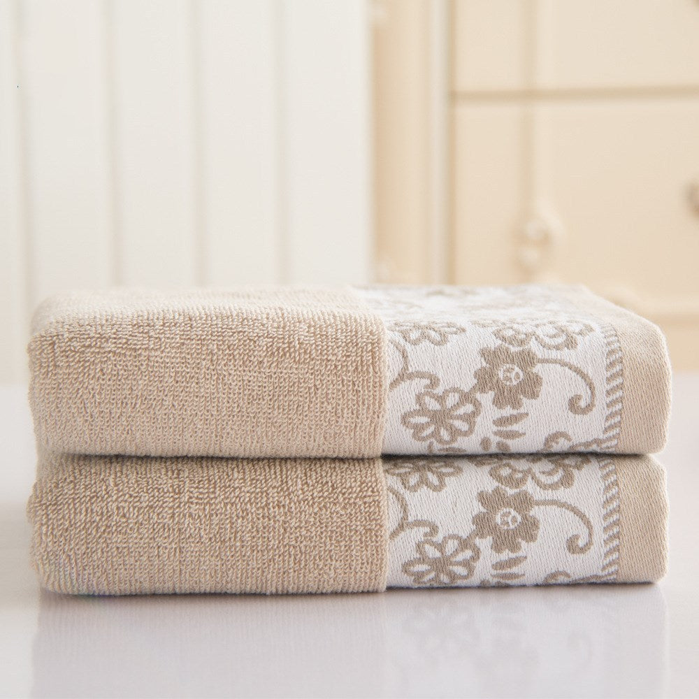 Wisteria flower cotton 32 ply jacquard absorbent towel Light brown 34x73 1pc