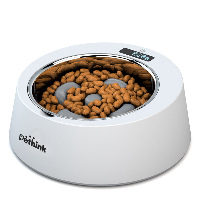 Intelligent pet dog weighing bowl feeder White