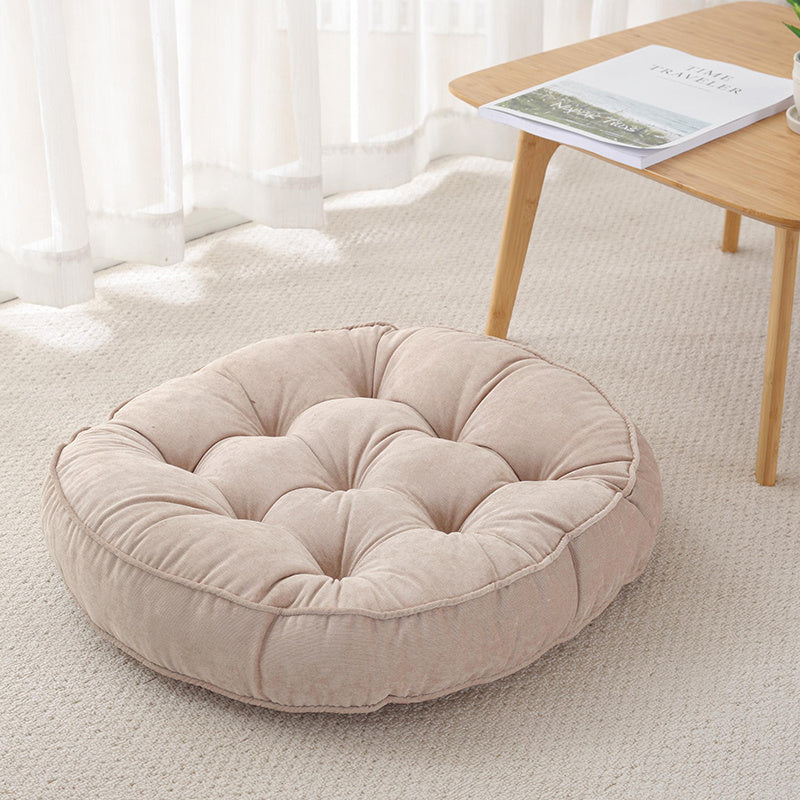 Corduroy solid color padded cushion Beige