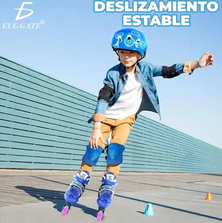 Adjustable Inline Skates 6 Wheels With Protective Kit For Kids Size L