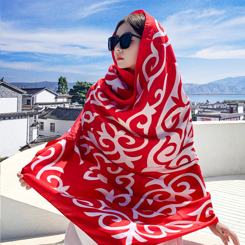 Women's Outer Scarf For Traveling In Western Sichuan Grassland Crescent Moon Spring Tengman Default