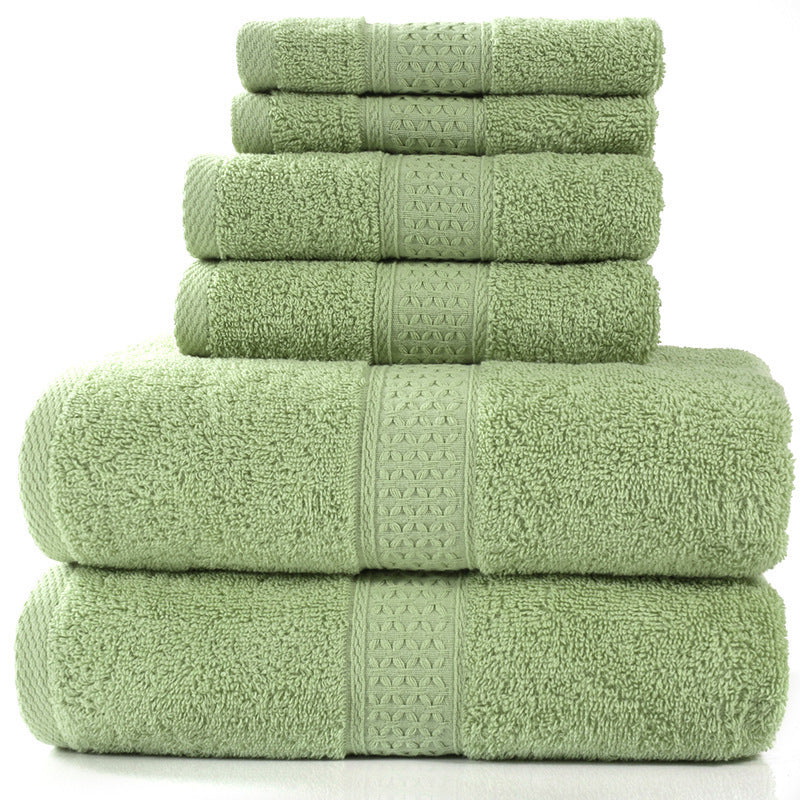 Cotton absorbent towel set of 3 pieces and 6 pieces Willow green Q6pcs