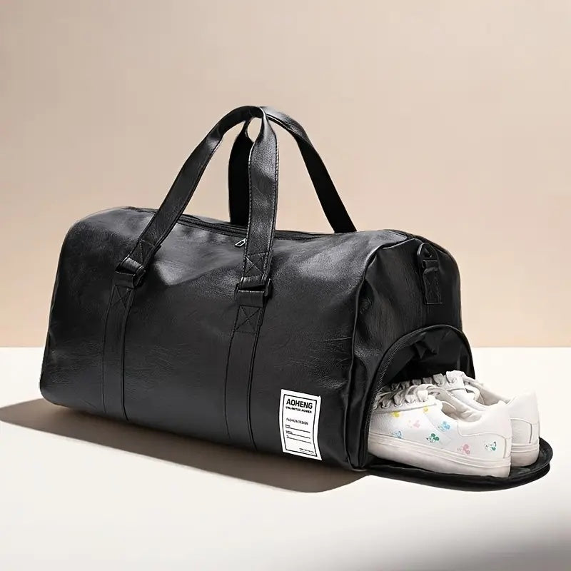 Sport Fitness Bag, Travel Bag, Black Stylish Business Travel Bag, Separate Shoe Depot, Zip Off, For Gym, Sport, Travel, Waterproof Black