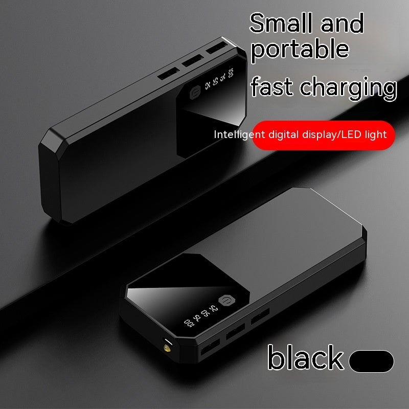 Large Capacity With Cable Fast Charge Mobile Power Supply Black