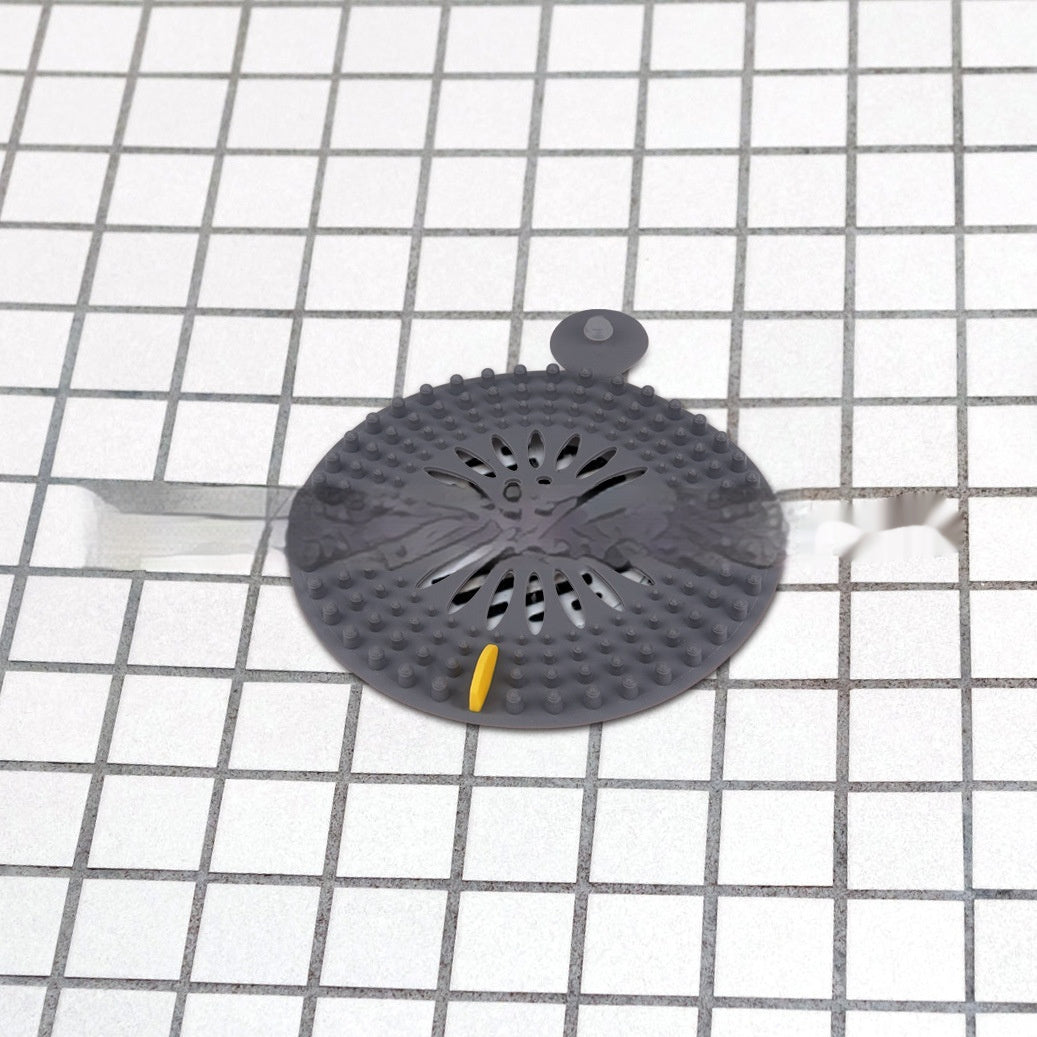 Bathroom Bathtub Kitchen Flexible Glue Silicone Floor Drain Mesh Faucet Hydrophilic Pad Filter Hair Extension Machine Dark Gray 16x13x1cm