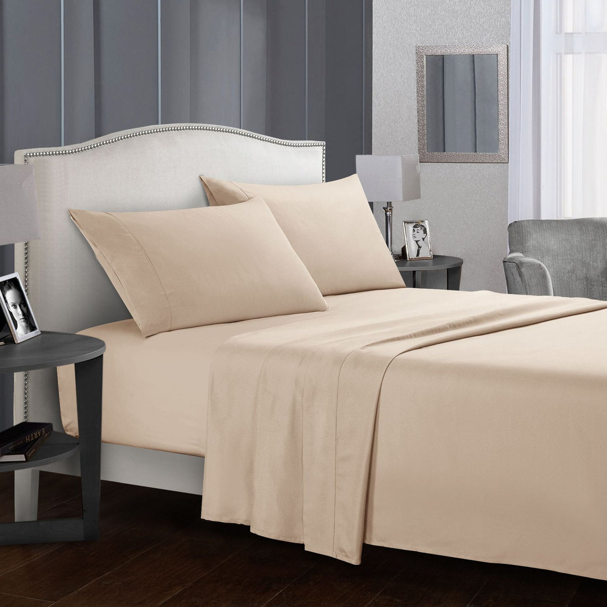 Four-piece bed sheet set Beige